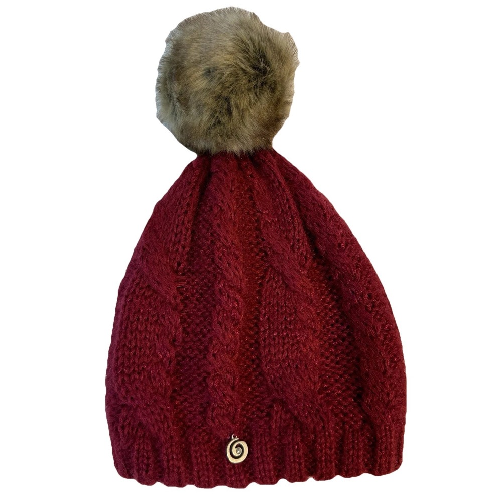 Brekka Beanie Women Fuchsia Pink Acrylic And Nylon Faux Fur Pompom‎ Lined Small